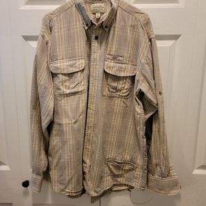 Cabela's Mens Tan & Yellow Plaid Shirt Size Large‎